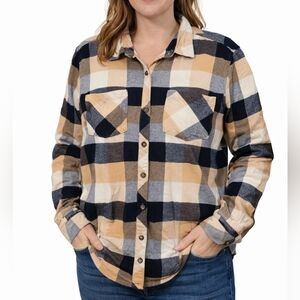 Natural Reflections Women’s Plaid Flannel Button-Down Shirt Size Large Warm